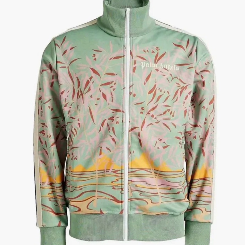 Palm Angels Artistic Green and Yellow Track Jacket